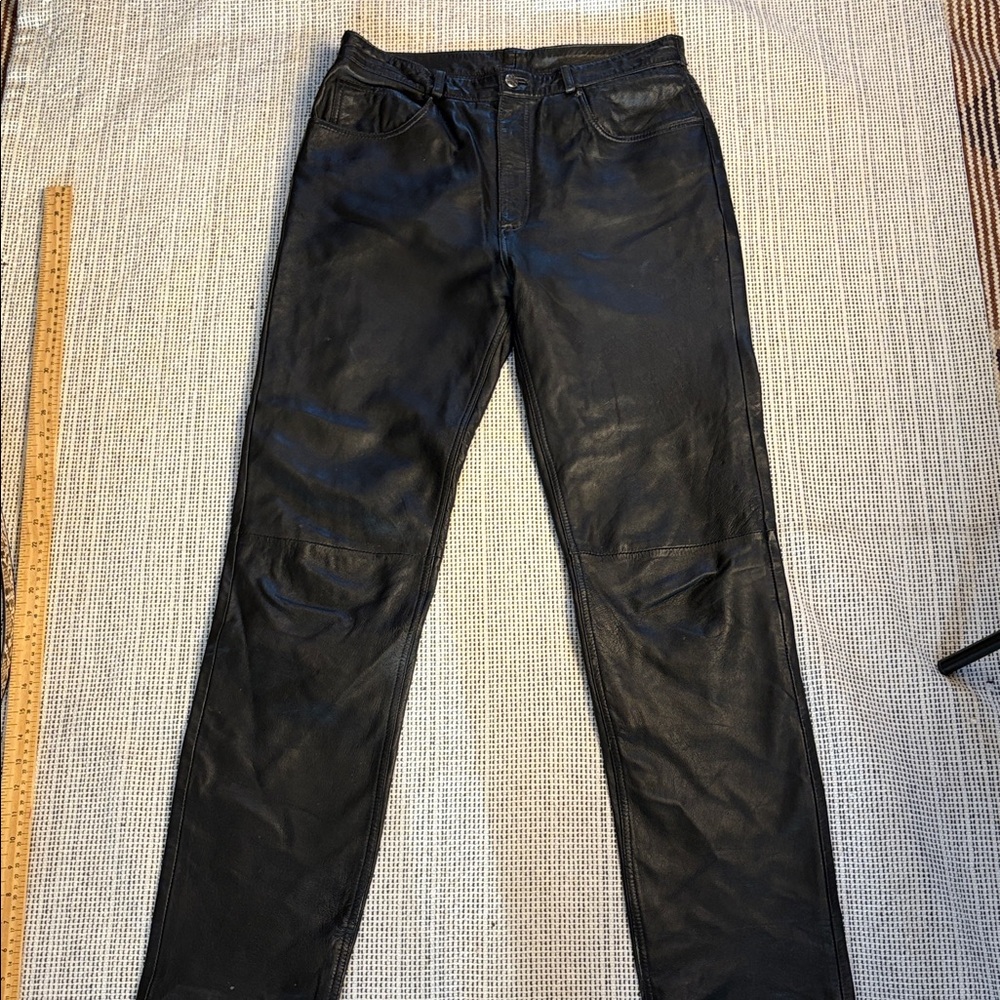 Elegant Black Leather Slim Pants